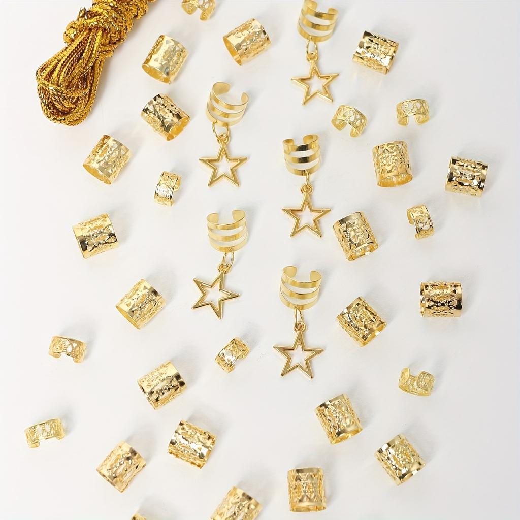 36 шт., аксессуары для колец для волос со звездным декором, бусины, кольца для кос, зажимы для замков, плетение волос, металлические манжеты, украшения