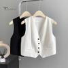 Женский жилет без рукавов, однобортный жилет с V-образным вырезом, повседневный жилет, куртка на весну-лето