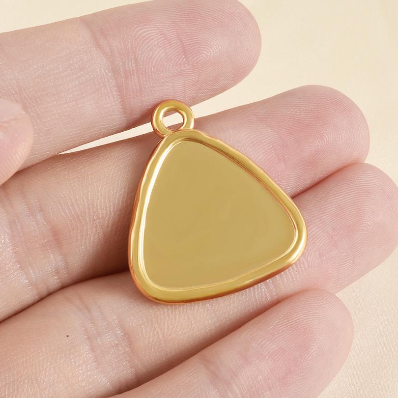 6Pcs Blank Settings Cabochon Pendants Round Rectangle Square Charm Stainless Steel Charms For Jewelry Making Bulk Diy Necklaces