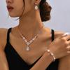3Pcs Able And Luxurious Wedding Zircon Necklaces Earrings Bracelets Set Women'S Jewelry Gift