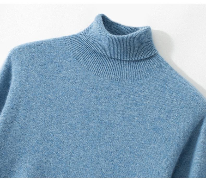 Men's Cashmere Roll Neck Sweater: Business Casual, Solid Color, Long Sleeve Knitwear for Autumn and Winter.