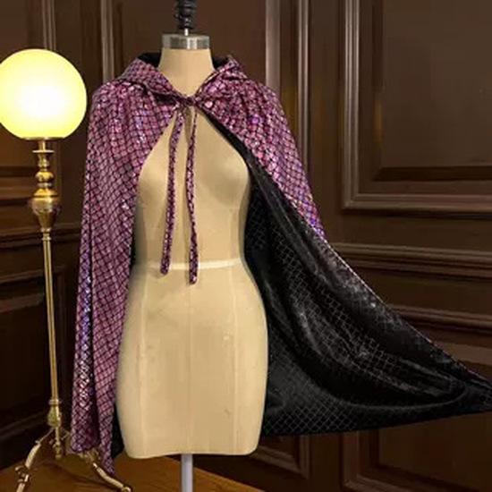 Halloween shiny fish scale pattern cape futuristic tech-inspired cloak children's role-playing stage costume performance shawl