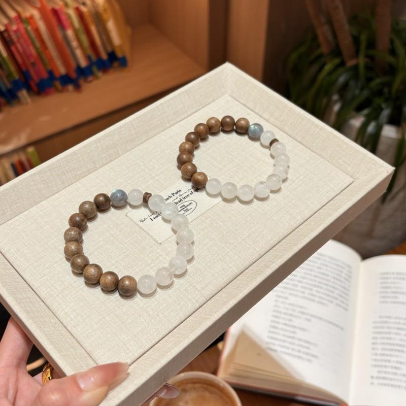 Fuji Snow Natural Agarwood Beaded Bracelet New Chinese Style Hand Jewelry Men Women
