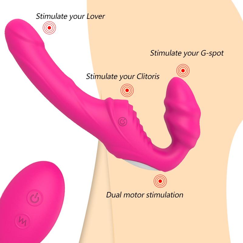 Секс-игрушка для лесбиянок, фаллоимитатор без бретелек, вибратор, 9 скоростей, беспроводной пульт дистанционного управления, двойной вибратор для точки G, секс-игрушки для пар, вибрирующий пенис