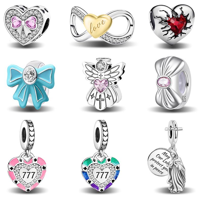 Медь Разделенное Сердце Любви Серия Святой Матери Бант Бусина Сделай Сам Браслет Браслет Изготовление Подарок Высокого Качества Изысканные Ювелирные Изделия