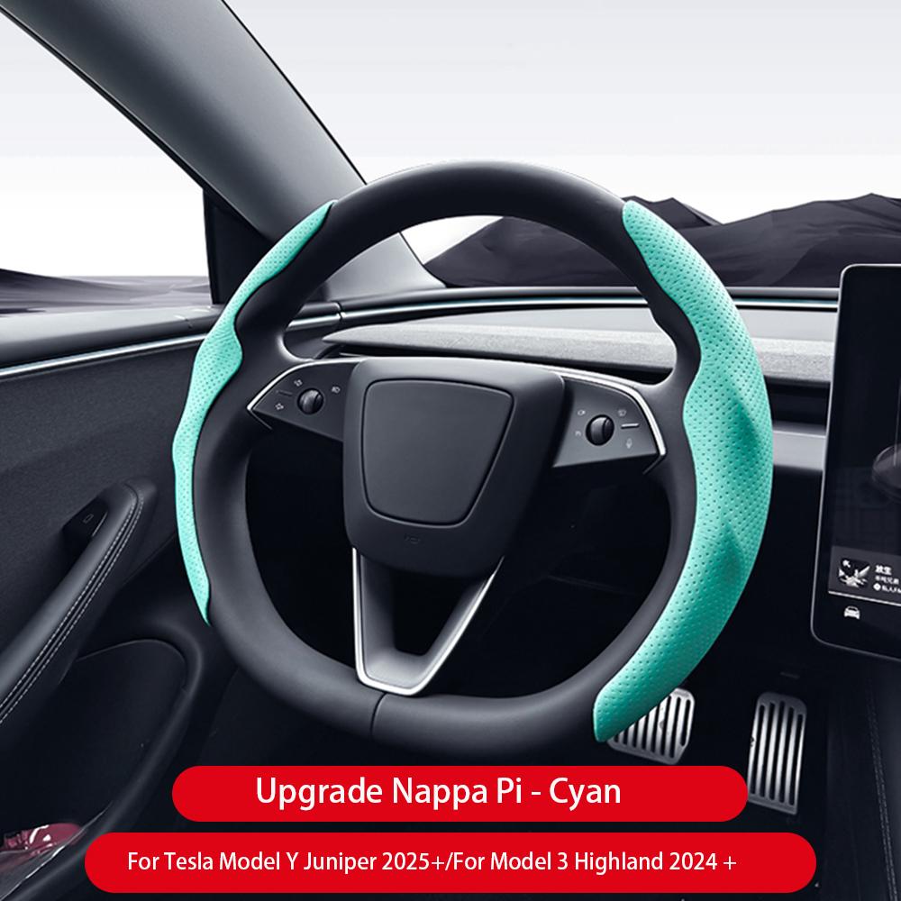 Для Tesla Model 3/Y Highland Juniper Чехол на руль Углеродное волокно Кожа Анти-мех Спортивный руль Автоаксессуары