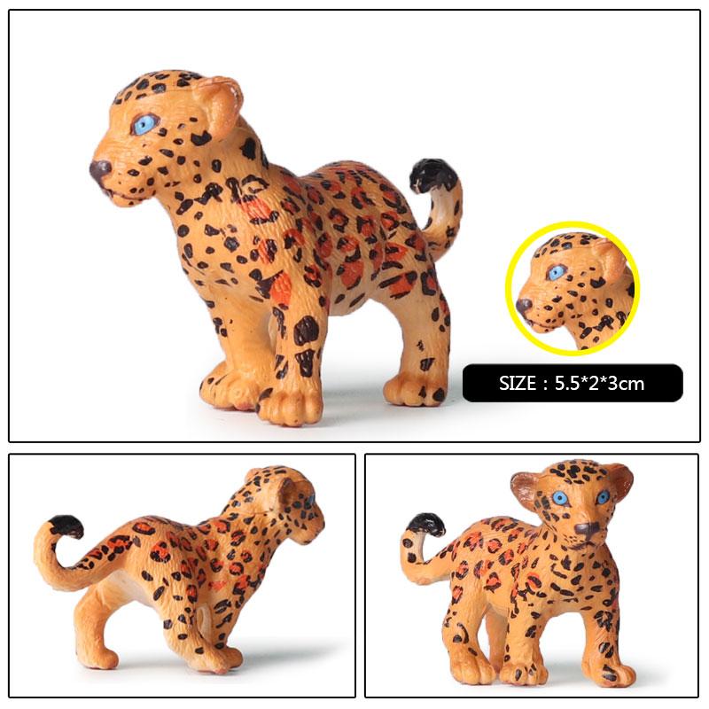 Oenux African Wild Animals Simulation Savage Cheetah Snow Leopard Jaguar Action Figure Figurines PVC Model Educational Kid Toys