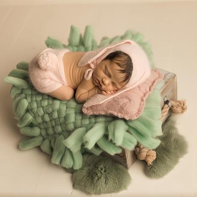 Вязаное одеяло из пряжи для фотосъемки новорожденных, для выкладки и декора