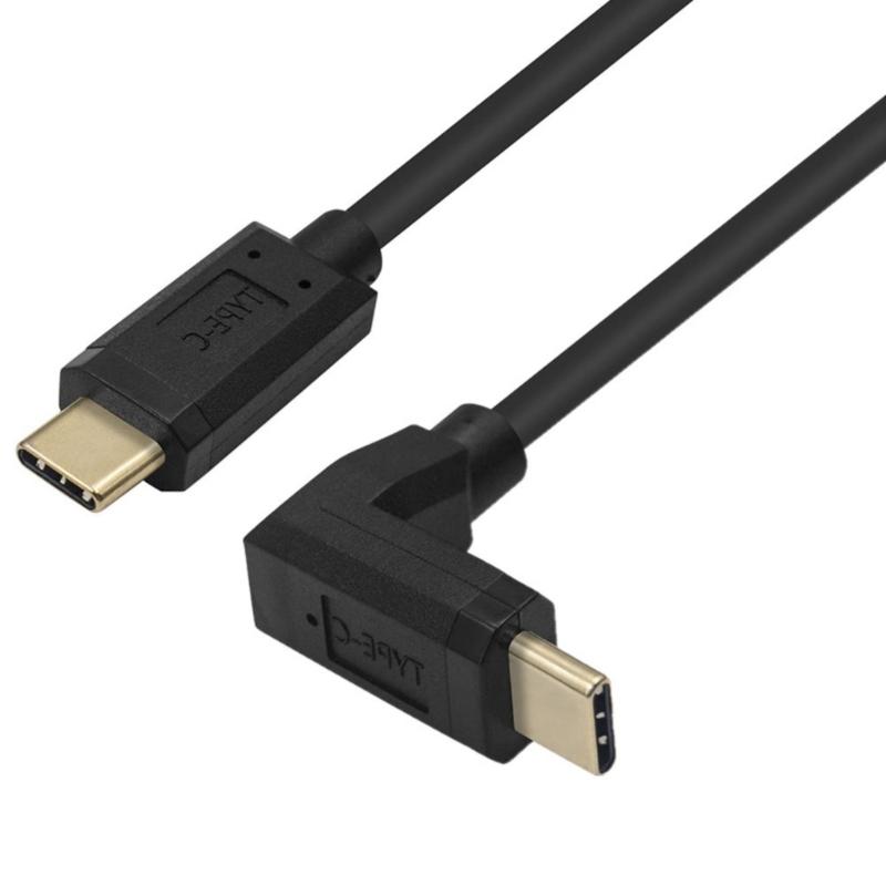 Кабель Type C с углом 90 градусов, зарядный провод, длинный, для быстрой зарядки, шнур для передачи данных 10 Гбит/с для телефона, планшета, ноутбука