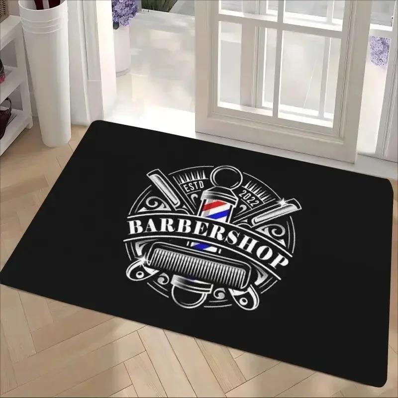 VIKAMA Barber Shop Welcome Door Mat Non-Slip Washable Entrance Floor Mat for Salon Home Bathroom Balcony Decor