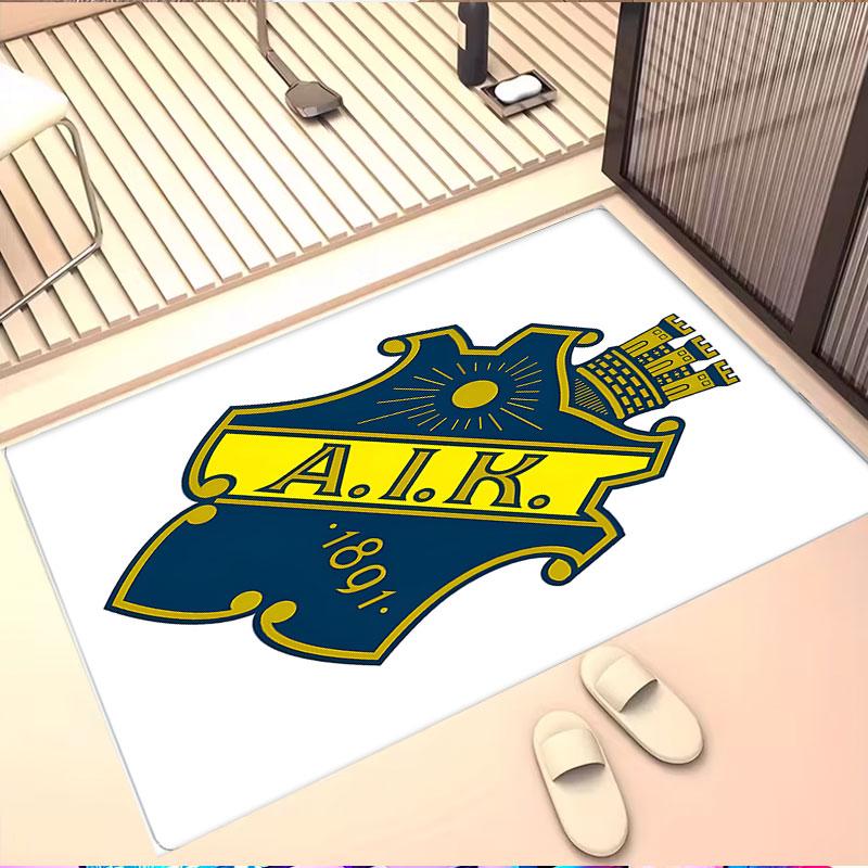 AIK Fotboll Print Rug, Washable Floor Carpet, For Entryway Dorm Laundry Room Office Study, Home Decor Birthday Christmas Gift