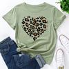 Summer Women's Printed Leopard Print Heart-shaped Loose Round Neck Pure Cotton Short Sleeved T-Shirts Women’s
