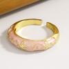 Vintage Drip Oil Ring Chinese Style Floral Pattern Ring Fashion Enamel Statement Ring  Wedding