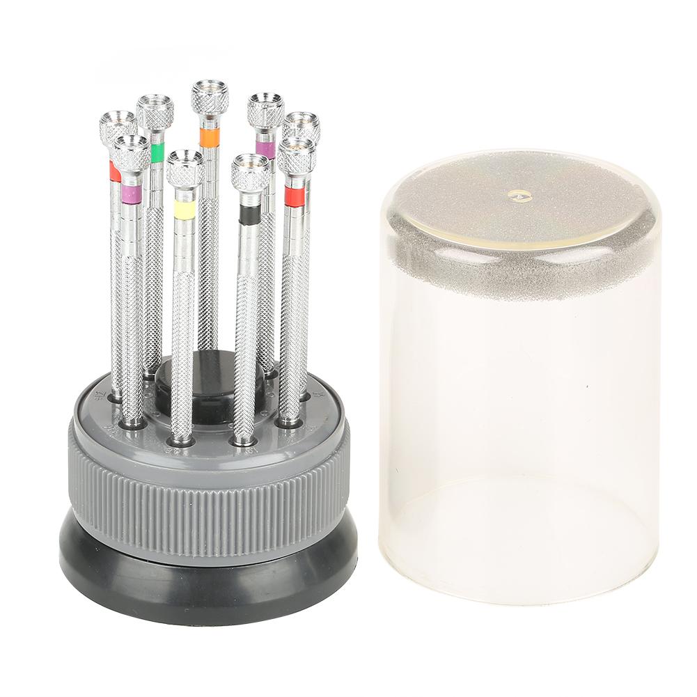 Набор из 9 отверток с прорезью для часов, инструменты для часовщиков для ремонта, с поворотной базовой пластиной