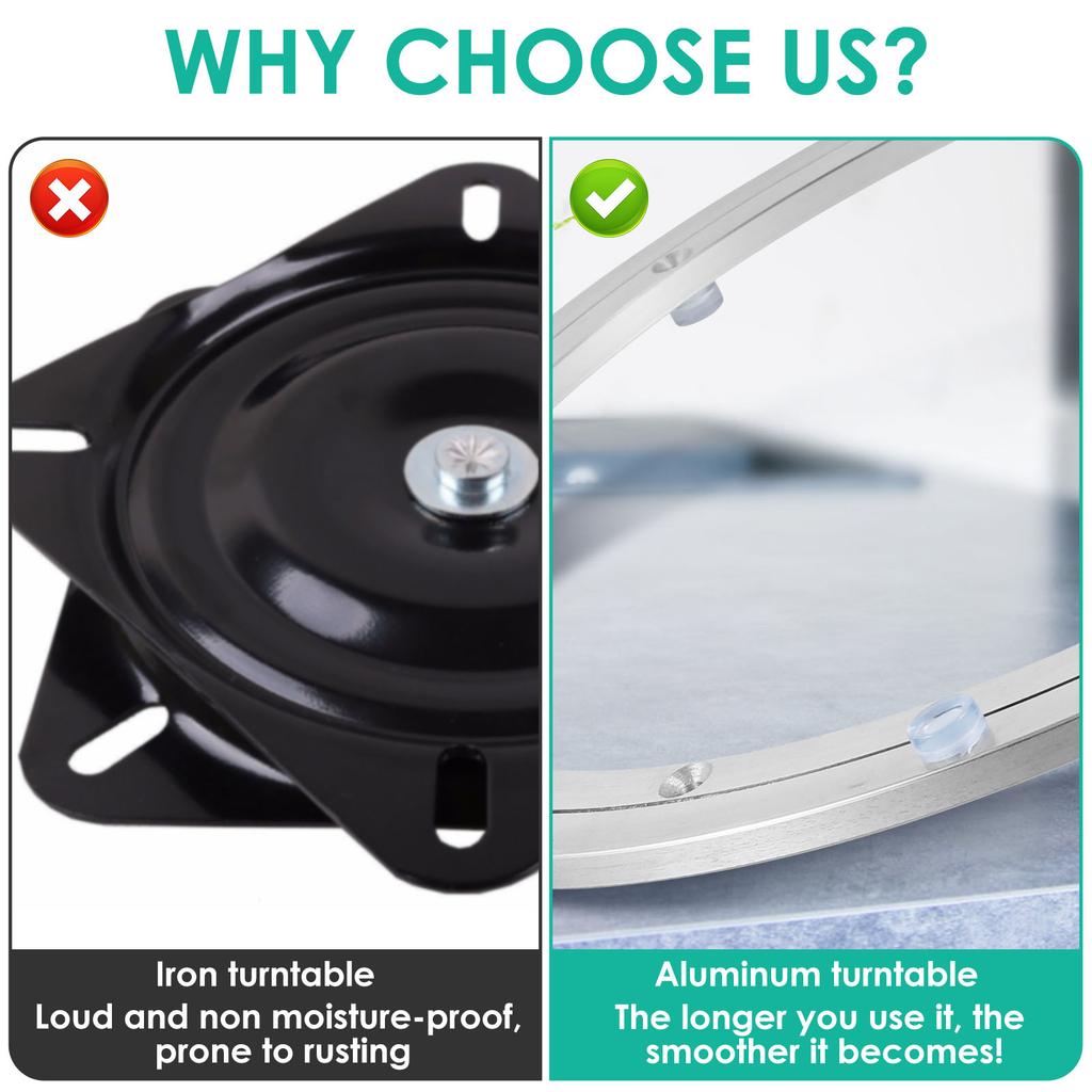14-дюймовые вращающиеся металлические поворотные столы Подшипник для обеденного стола Сверхпрочная круглая обеденная тарелка Плавная поворотная пластина для обеденного стола