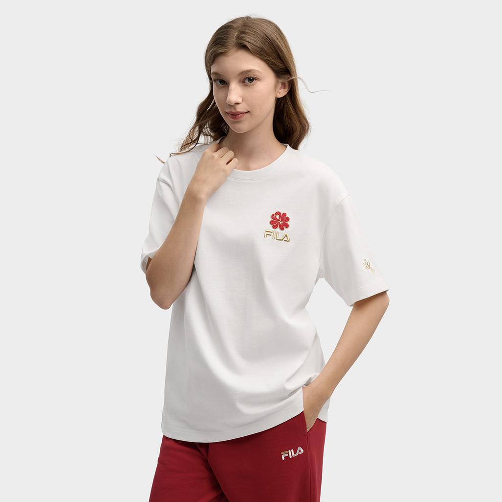 Fila Оригинальная футболка с пионом, модная, простая, классическая, ретро, повседневная, спортивная, удобная, вязаная, свободного кроя, с коротким рукавом, унисекс, топы F51U619101FWT