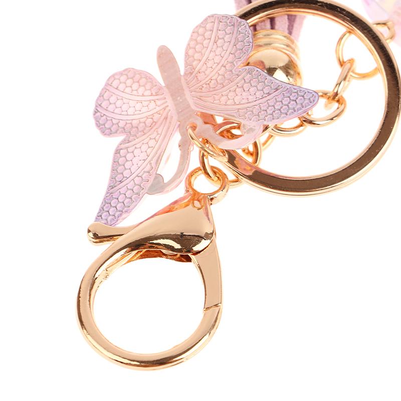 A-Z Dreamy Sequin Letters Keychain For Women Tassel Butterfly Pendant Initial Keyring Purse Suspension Bags Charms Car Key Chain