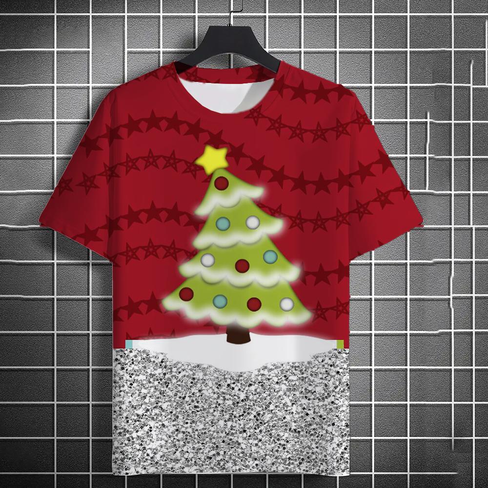 Men's T-Shirt Kids T Shirts 3D Santa Claus Printed Short Sleeve Christmas T-Shirt Trendy Christmas Casual Clothing Tops