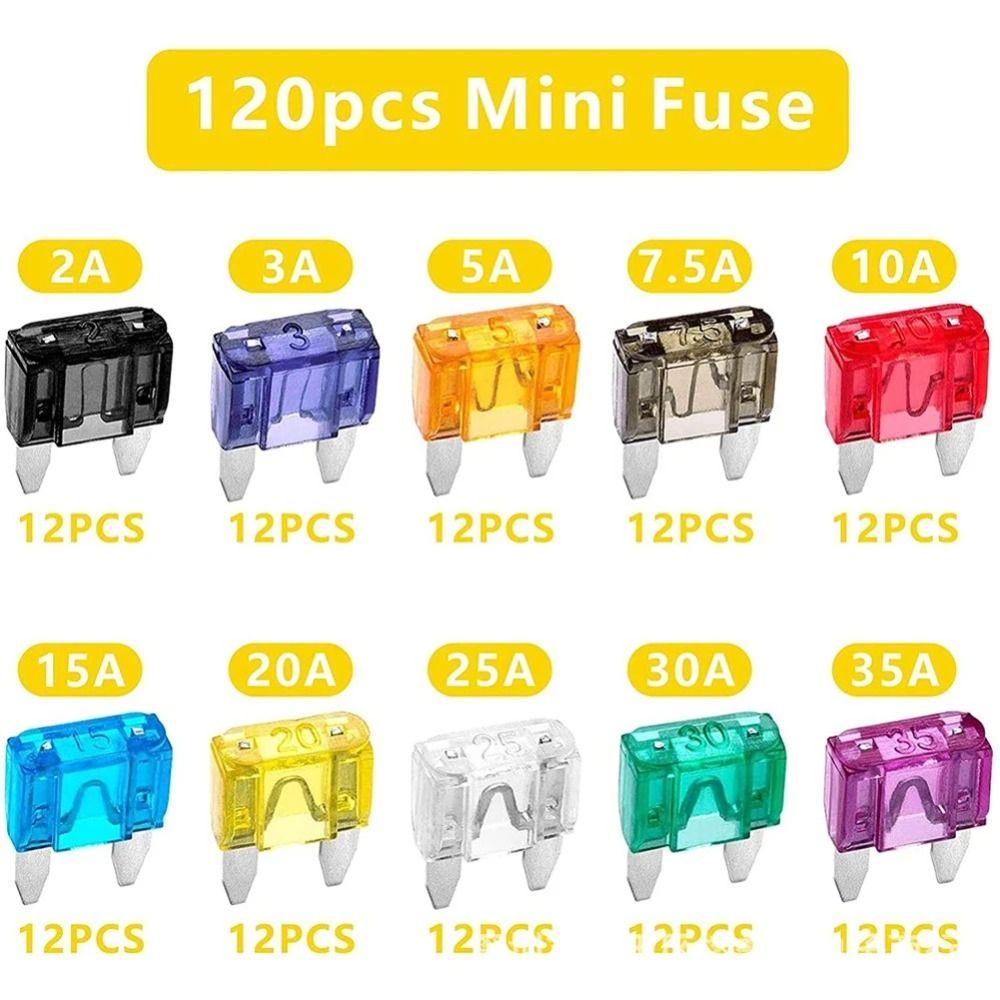 120pcs/box 2A-35A Fuse Combination Kit Plastic Box Auto Assortment Fuse Car Fuse Car Truck