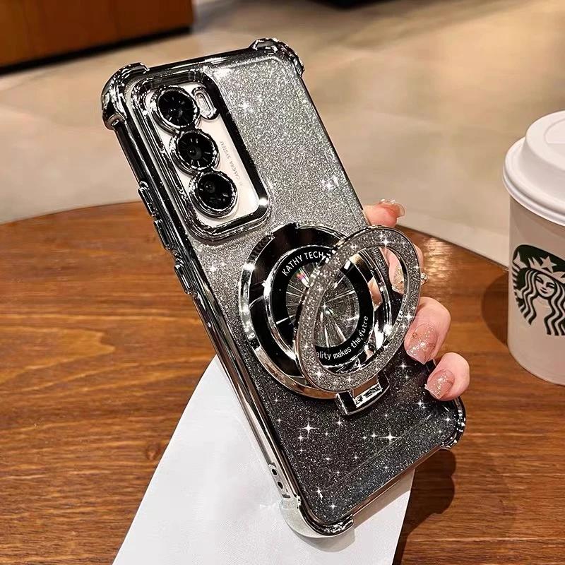 Роскошный блестящий жесткий чехол для телефона Samsung Galaxy с MagSafe и магнитным кольцом-подставкой