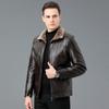 Куртка из натуральной кожи мужская зимняя деловая повседневная для пап среднего возраста с утолщенными бархатными лацканами