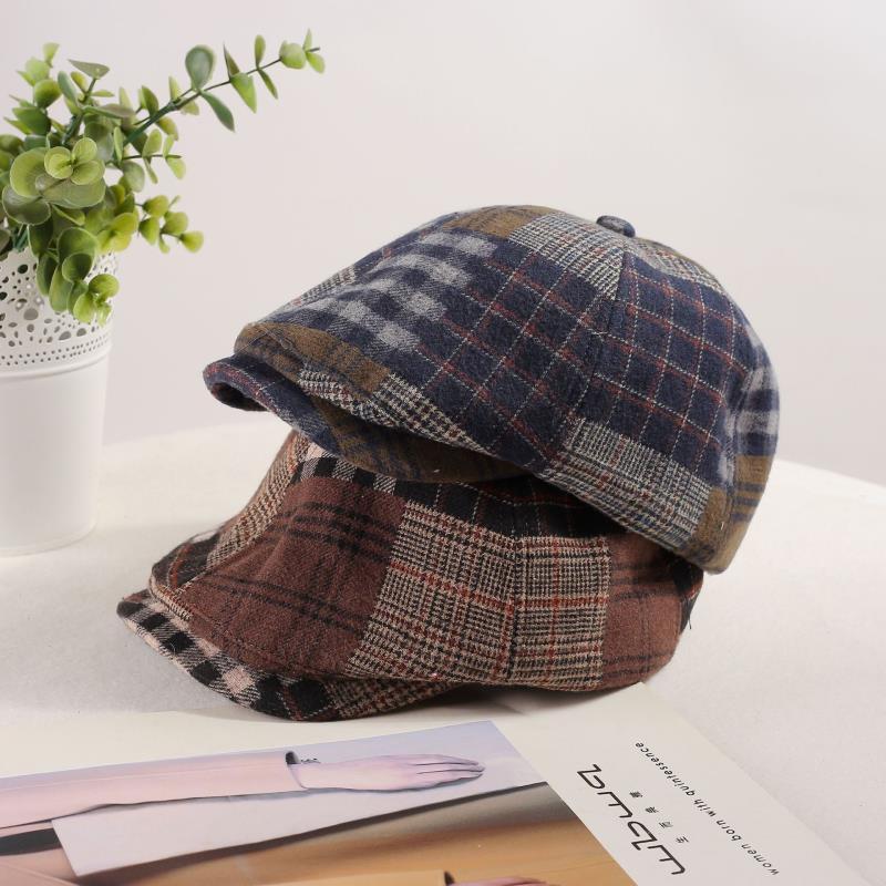 Women's Retro Color Blocked Forward Hat Versatile In Spring and Autumn Simple Beret