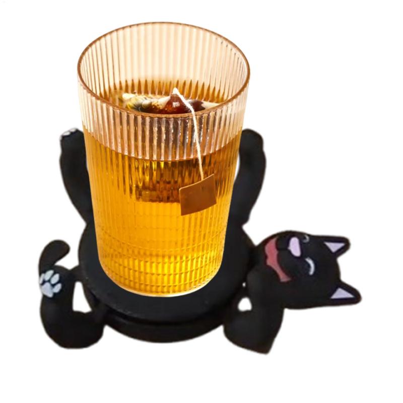 Cat Coasters Funny Cup Coasters 3D Printed Toys Desk Decor Non-Slip Cup Holder Home Decorations Party Favors for Cat Lovers