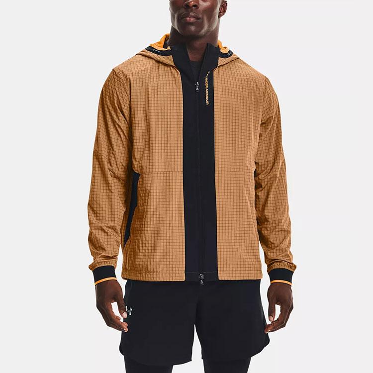 Under Armour Rush Legacy Colorblock Дизайн Дышащая Тренировочная Куртка на Молнии Мужская Коричневая 1366186-277