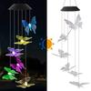 Butterfly Solar Wind Chime Light Multicolor Light Waterproof Chandelier with Bell for Garden Home Yard Lawn Decoration