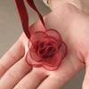Lady Elegant Mesh Flower Necklace Women Comfortable Red Black Neck Ornaments Girls Lightweight Rose Necklace Party Gift Giving