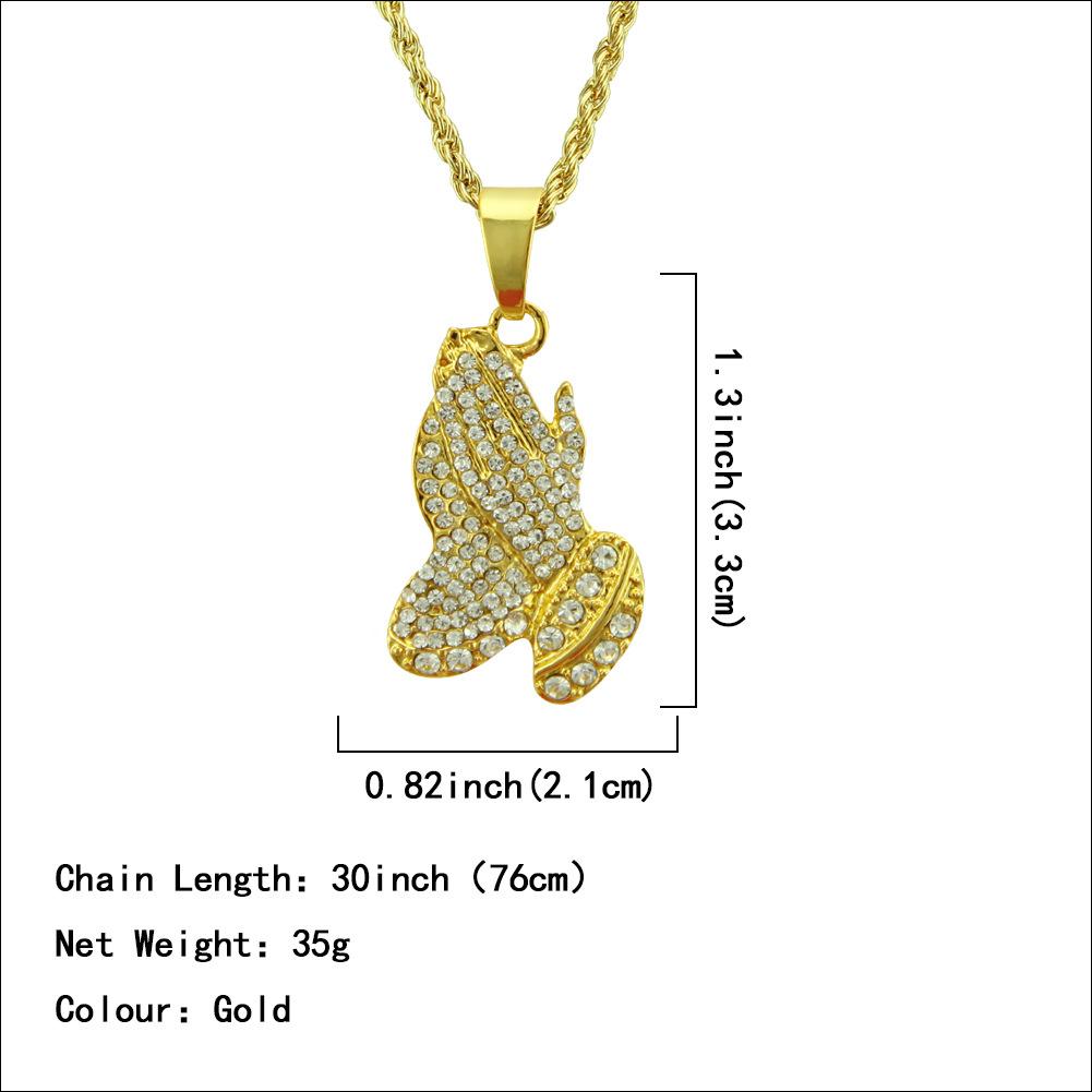 Взрывной новый комплект бриллиантов, классический хип-хоп, звезда рэпа, Будда, ожерелье в виде руки, кулон, модные украшения для мужчин и женщин