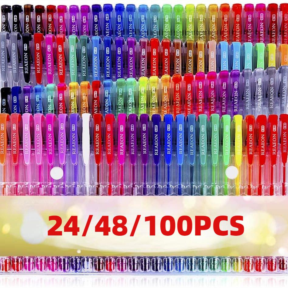 24/48/100pcs Gel Pens for Coloring Books, Color Gel Markers for Drawing Painting Writing, Art  School Supplies