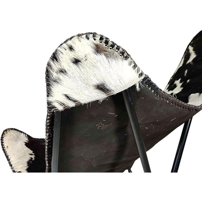 Кожаное кресло с принтом коровы/коровьей шкурой, кожаные кресла-бабочки для взрослых, кресло-шезлонг для отдыха со складной железной рамой, винтажное кресло Boho Alite