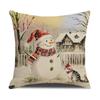 Santa Claus Linen Pillowcase Cartoon Snowman Cushion Cover Combination Outdoor Garden Party Decoration Pillowcase