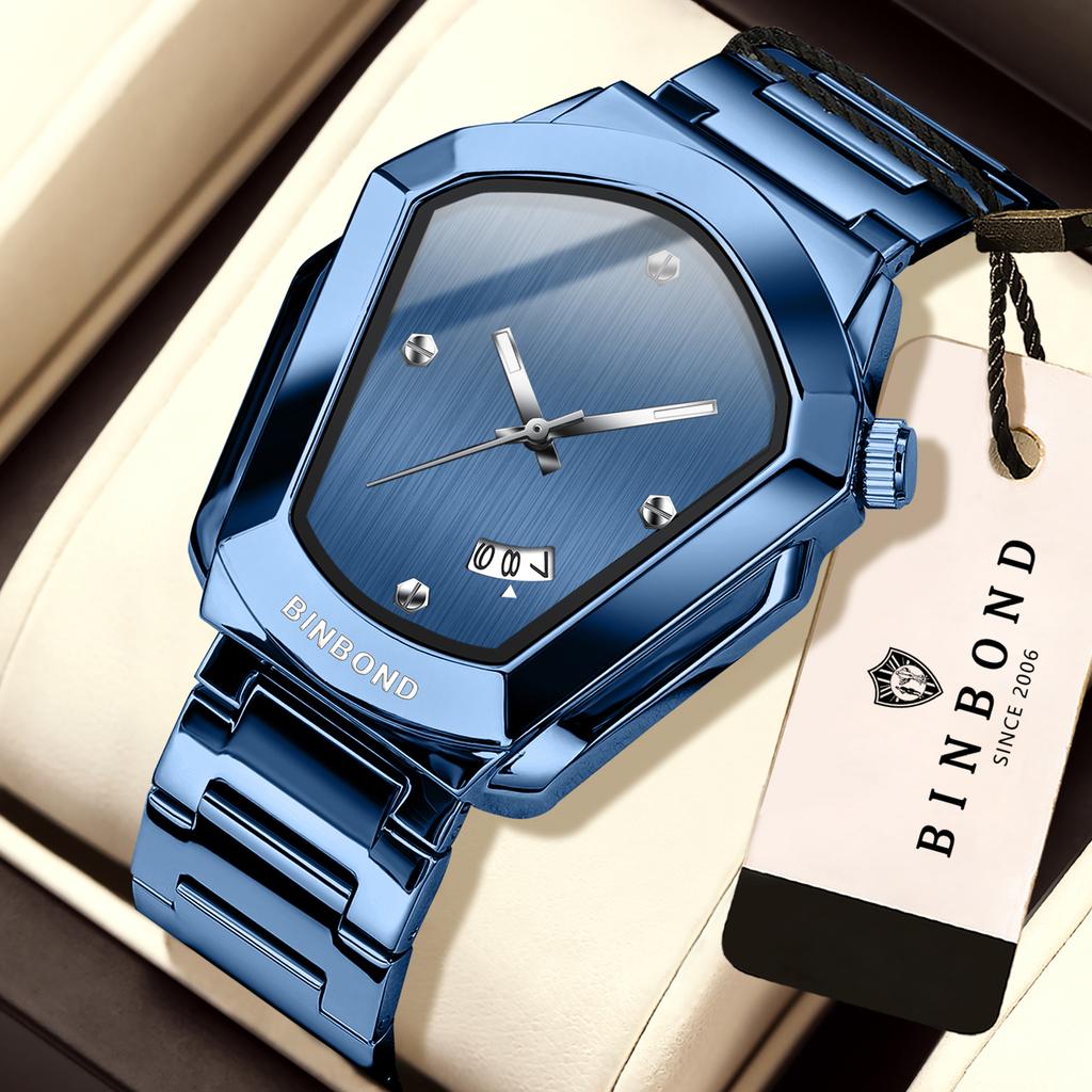 BINBOND Iron Man's Mask Luxury Quartz Watches For Men Luminous Waterproof Precise Men's Watch Stainless Steel Casual Reloj