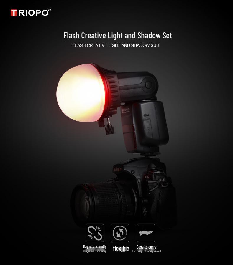 Jiebao TR08 DSLR Magnetic Flash Diffuser with Honeycomb Filters and Quick Release Ball Head