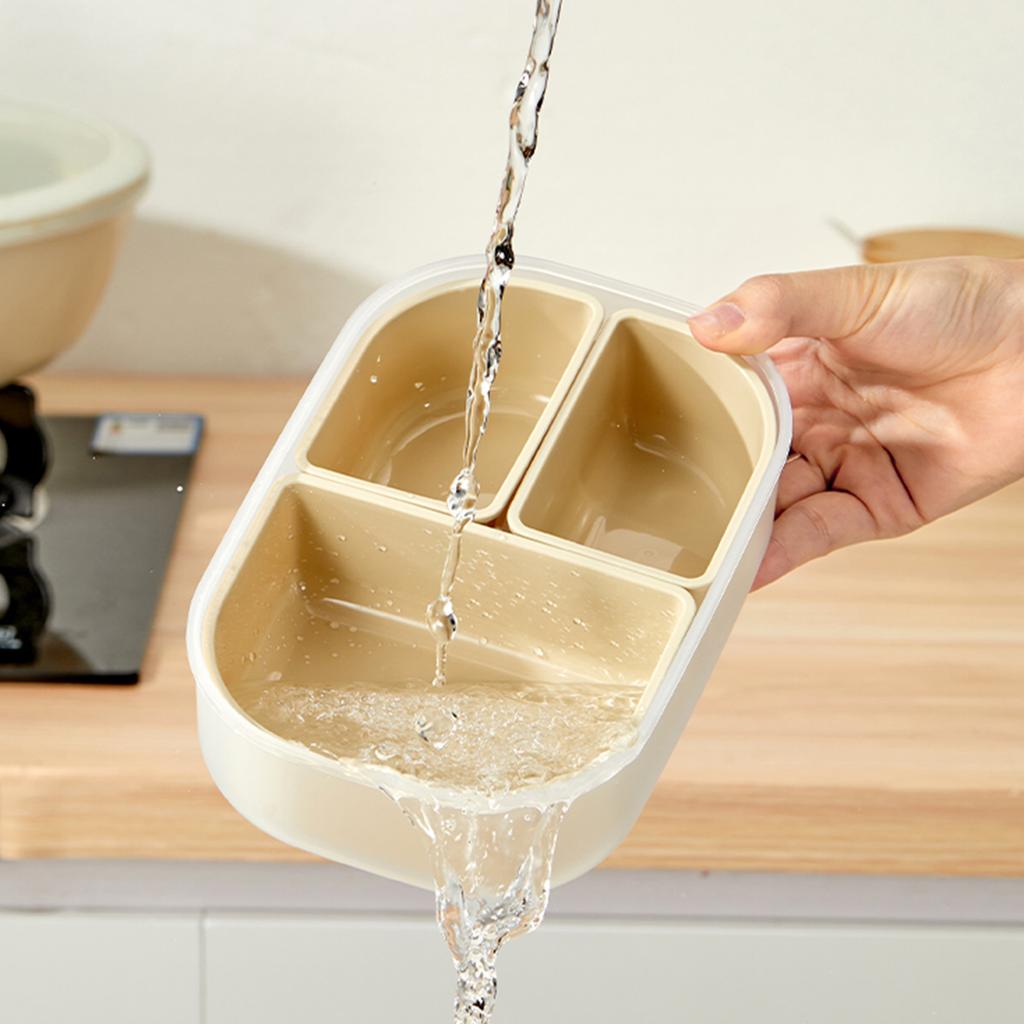 3 Compartment Plastic Bento Lunch Box Kids Students Microwave Safe Removable Portable Sealed Lunch Container For School Picnic