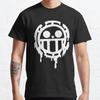 Summer Men Fashion Casual Short Sleeves One Piece Trafalgar Law Anime Black Tees Oversized T-shirts