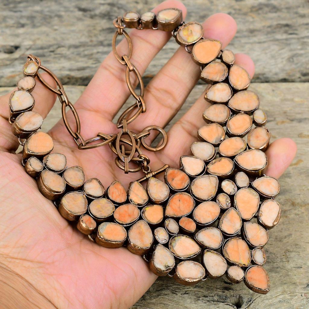 Колючая устрица, бирюзовый лось, грубое ожерелье, медное ожерелье, полученное электроформованием, регулируемое ожерелье-цепочка, ожерелье ручной работы с драгоценными камнями, подарки для мамы