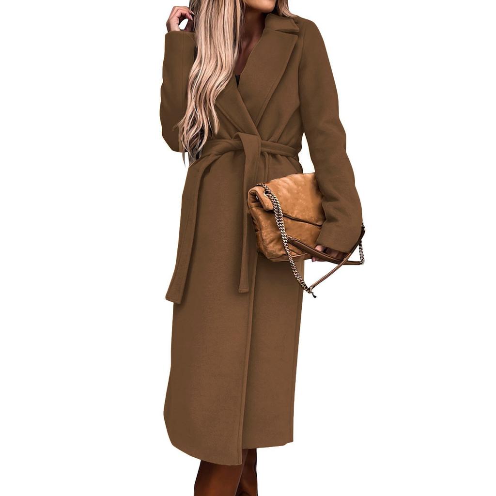 Women's Fashion Casual Hundred Lapel Coat Solid Color Long Sleeve Jacket
