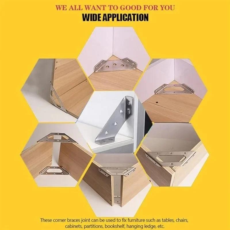 40 шт. Набор угловых соединителей для мебели, металлический трапециевидный угловой кронштейн, треугольная угловая скрепка, опора для ящика стула, полки