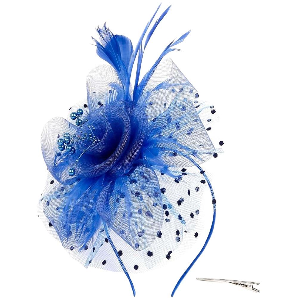Цветок Сетка Перья Шляпка Фасинатор Обруч Заколка для волос Головной убор невесты Вечеринка Сетка Повязка для волос Свадьба