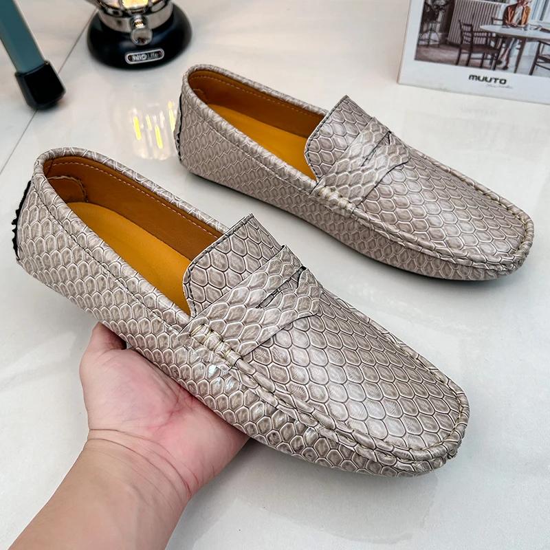 New Loafers Men Handmade Leather Loafer Casual Driving Flats Slip-on Shoes Luxury Comfy Moccasins Black Loafers Shoes for Men