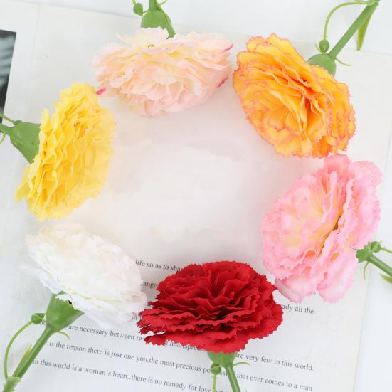 5 Pcs Artificial Faux Silk Carnation Picks 11.4" Fake Carnation Flowers with Stem for Wedding Home Table Centerpieces Floral Arrangement Decor