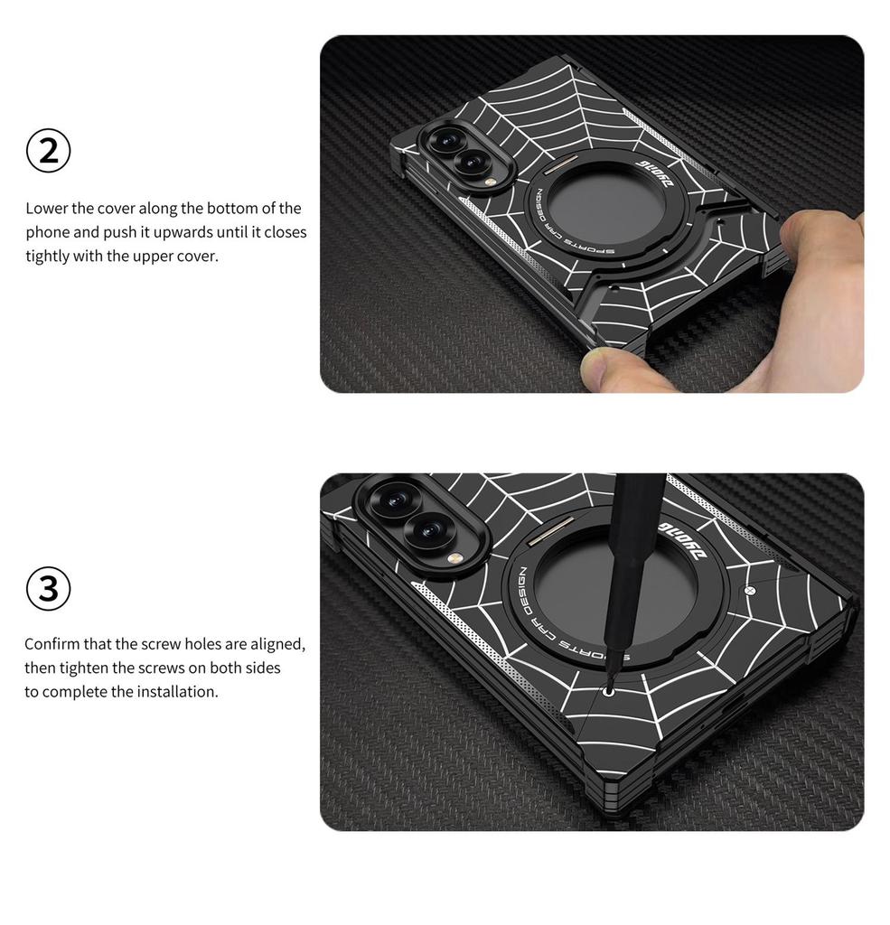 Чехол-подставка Samsung ZFold 8 Ultra Metal Spider: Защитный чехол без бортиков, от падений