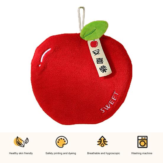 Coral Velvet Hand Towel Soft Absorbent Cartoon Fruit Design with Hanging Rope Quick Drying Household Lazy Hand Wipes Towel