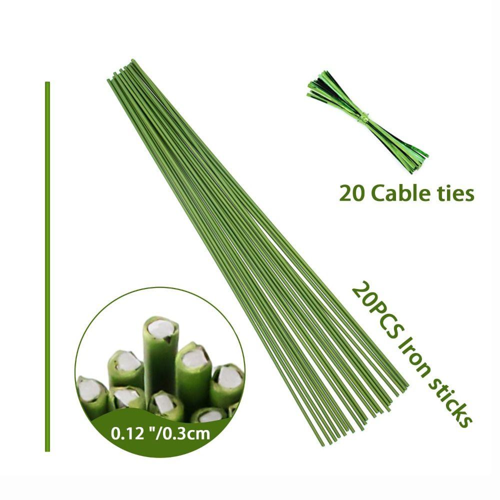 20Pcs Bendable Plant Stakes Single Stem Plant Support Stakes Flower Making Plant Sticks