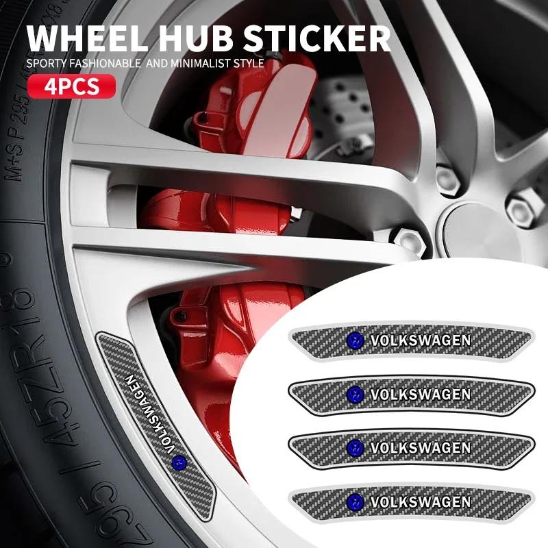 RFKNG1 4Pcs Car Wheel Badge Sticker Emblem Decoration For VW Golf Tiguan Jetta Transporter Passat T5 Polo Touran Scirocco Arteon