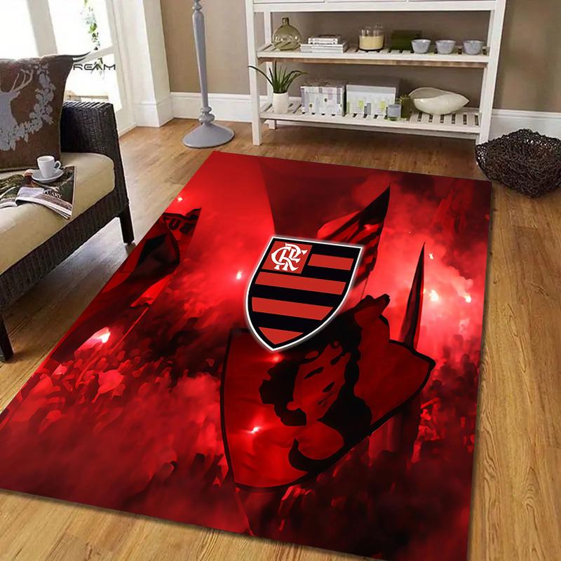 Clube de Regatas do Flamengo Flannel Pattern Square Carpet,Area Rug,Carpet Rug for Living Room Bedroom Sofa Playroom Decor,Non-slip Floor Mat