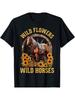 Retro Southern Wild Flowers Wild Horses, Horseback Riding T-Shirt